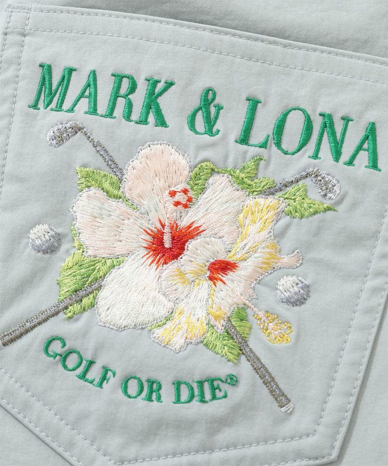 MARK & LONA 夏　上下セットハイビスカス柄50 サマーゴルフのお供に！リゾート感満載のハイビスカス柄アイテム
