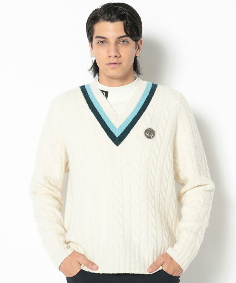 York V-Neck Cable Knit | MEN | MARK & LONA MARKET STORE 公式