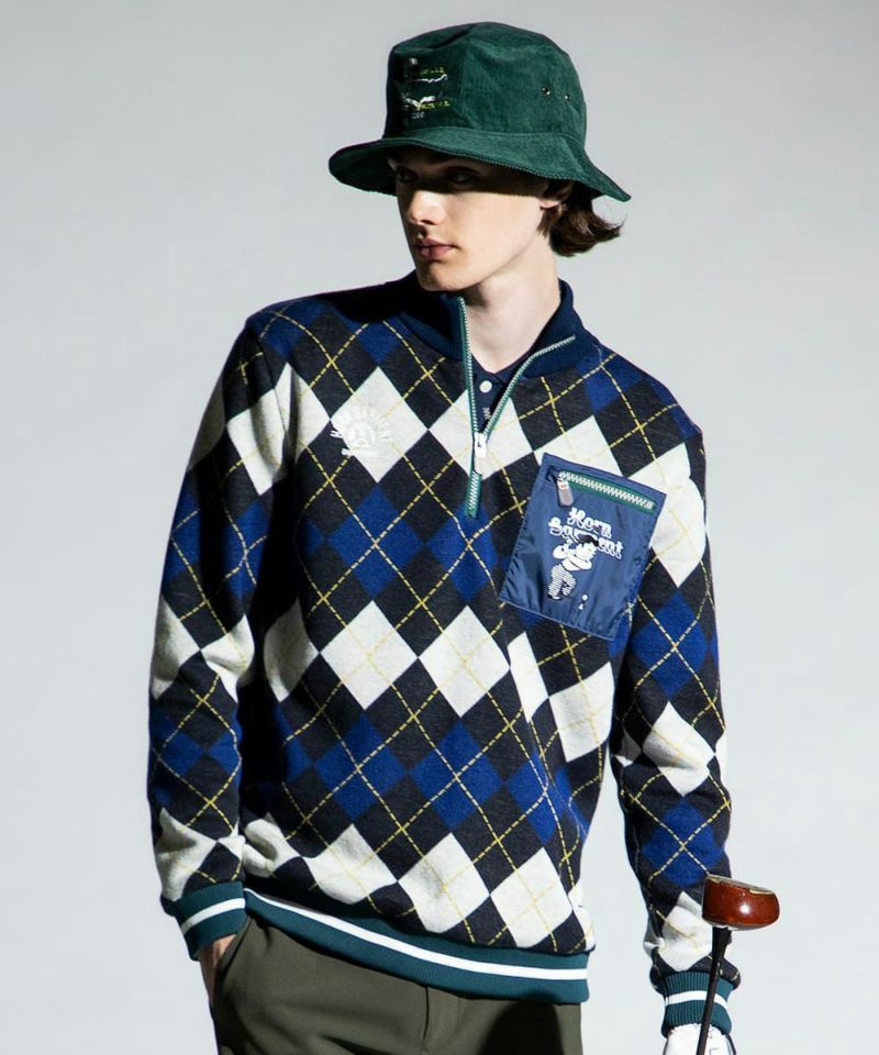 Swing Bobby Windproof Argyle Knit Bomber | MEN