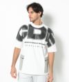 WHITE モデル:身長185cm,チェスト95cm,ウエスト75cm,ヒップ94cm,着用サイズL