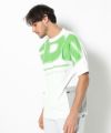 LIME モデル:身長185cm,チェスト95cm,ウエスト75cm,ヒップ94cm,着用サイズL