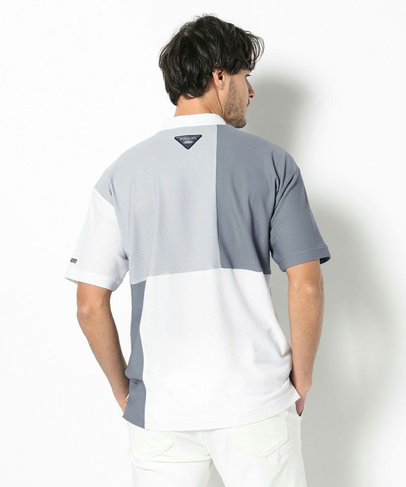 WHITE モデル:身長185cm,チェスト95cm,ウエスト75cm,ヒップ94cm,着用サイズL