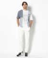 WHITE モデル:身長185cm,チェスト95cm,ウエスト75cm,ヒップ94cm,着用サイズL
