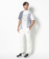 WHITE モデル:身長185cm,チェスト95cm,ウエスト75cm,ヒップ94cm,着用サイズL