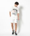 WHITE モデル:身長185cm,チェスト95cm,ウエスト75cm,ヒップ94cm,着用サイズL