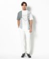 WHITE モデル:身長185cm,チェスト95cm,ウエスト75cm,ヒップ94cm,着用サイズL