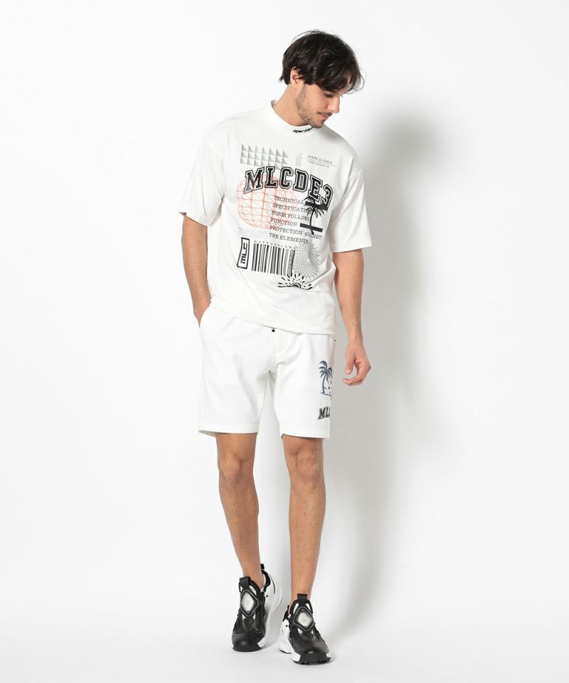 WHITE モデル:身長185cm,チェスト95cm,ウエスト75cm,ヒップ94cm,着用サイズL