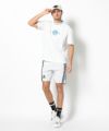 WHITE モデル:身長185cm,チェスト95cm,ウエスト75cm,ヒップ94cm,着用サイズL