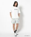 WHITE モデル:身長181cm,チェスト98cm,ウエスト76cm,ヒップ92cm,着用サイズL