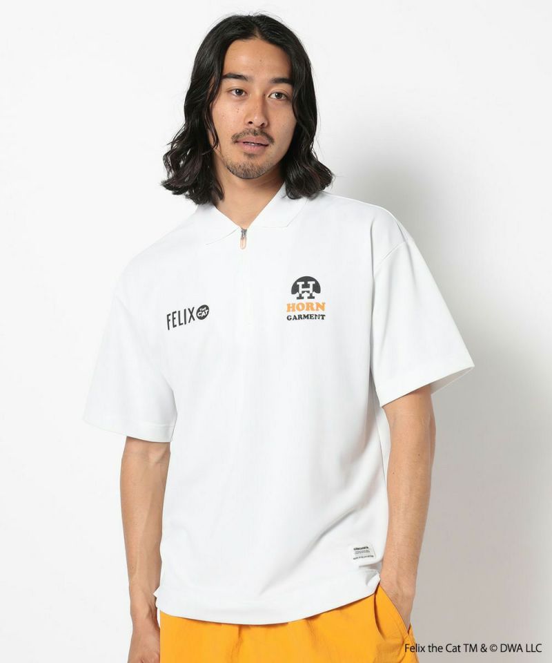 WHITE モデル:身長181cm,チェスト98cm,ウエスト76cm,ヒップ92cm,着用サイズL