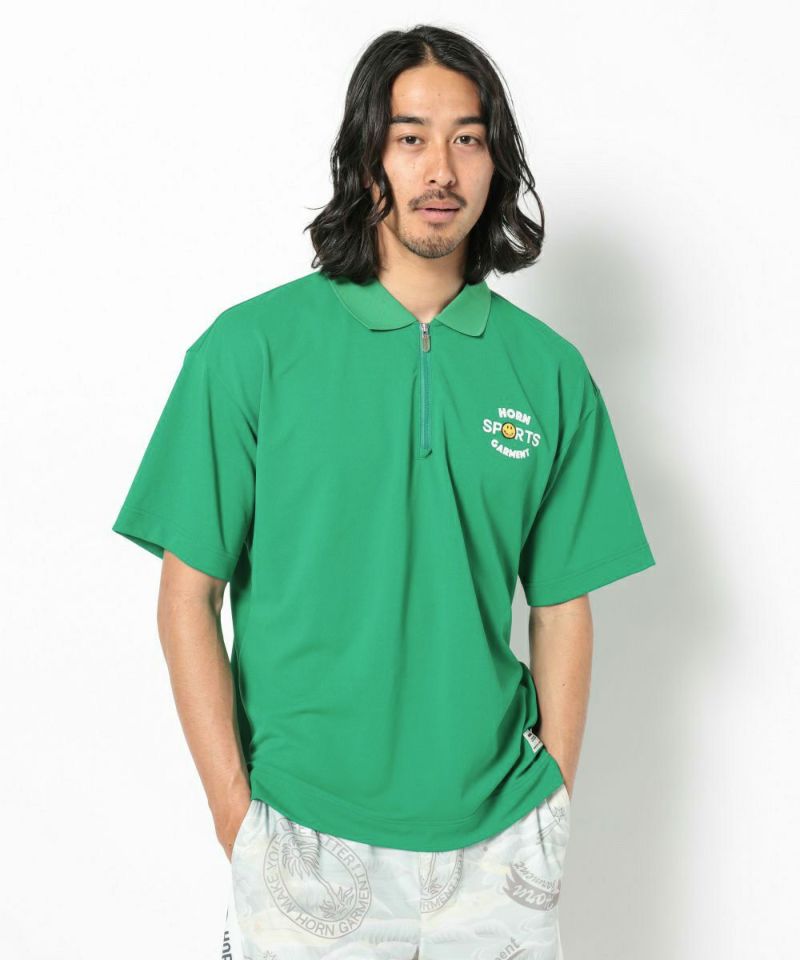 GREEN モデル:身長181cm,チェスト98cm,ウエスト76cm,ヒップ92cm,着用サイズL 