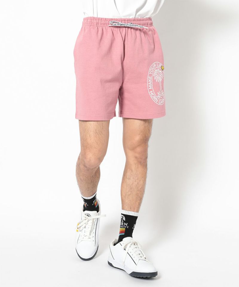PINK モデル:身長181cm,チェスト98cm,ウエスト76cm,ヒップ92cm,着用サイズL