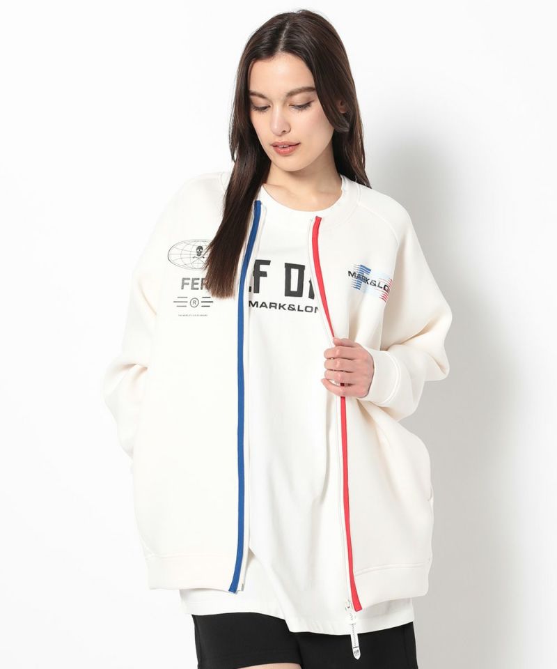 OFF.WHITEモデル:身長168cm,バスト80cm,ウエスト57cm,ヒップ89cm,着用サイズL