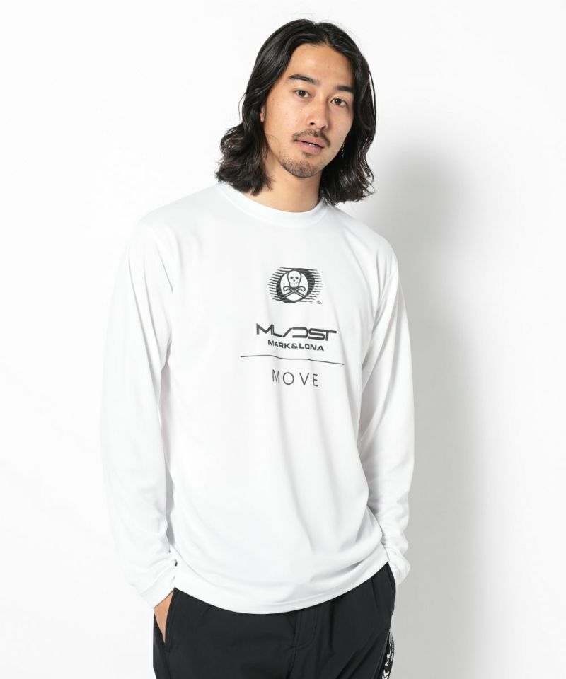 WHITE モデル:身長181cm,チェスト98cm,ウエスト76cm,ヒップ92cm,着用サイズL