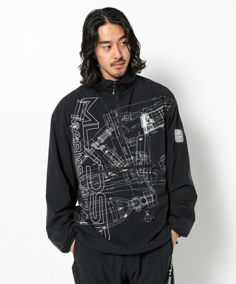 BLACK モデル:身長181cm,チェスト98cm,ウエスト76cm,ヒップ92cm,着用サイズL