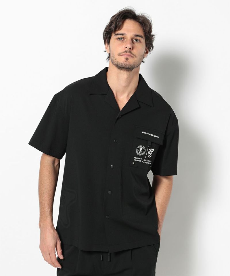 BLACK モデル:身長185cm,チェスト95cm,ウエスト75cm,ヒップ94cm,着用サイズL
