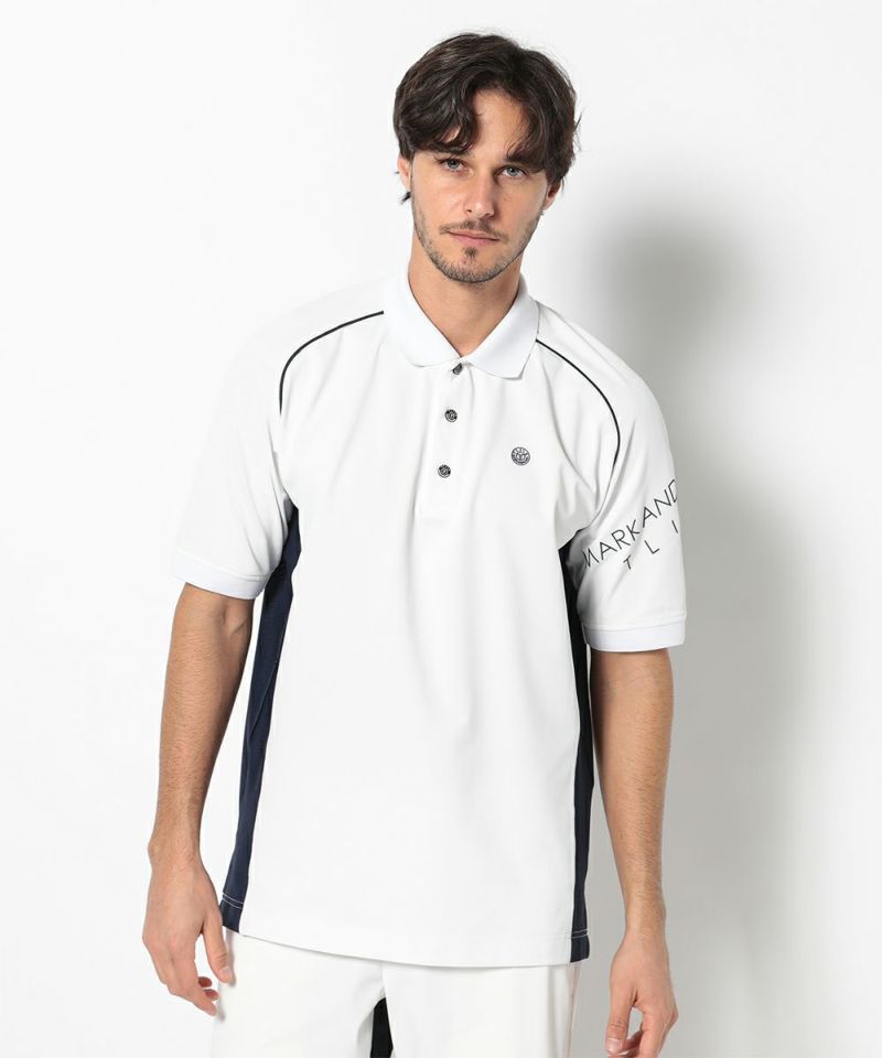 WHITE モデル:身長185cm,チェスト95cm,ウエスト75cm,ヒップ94cm,着用サイズM