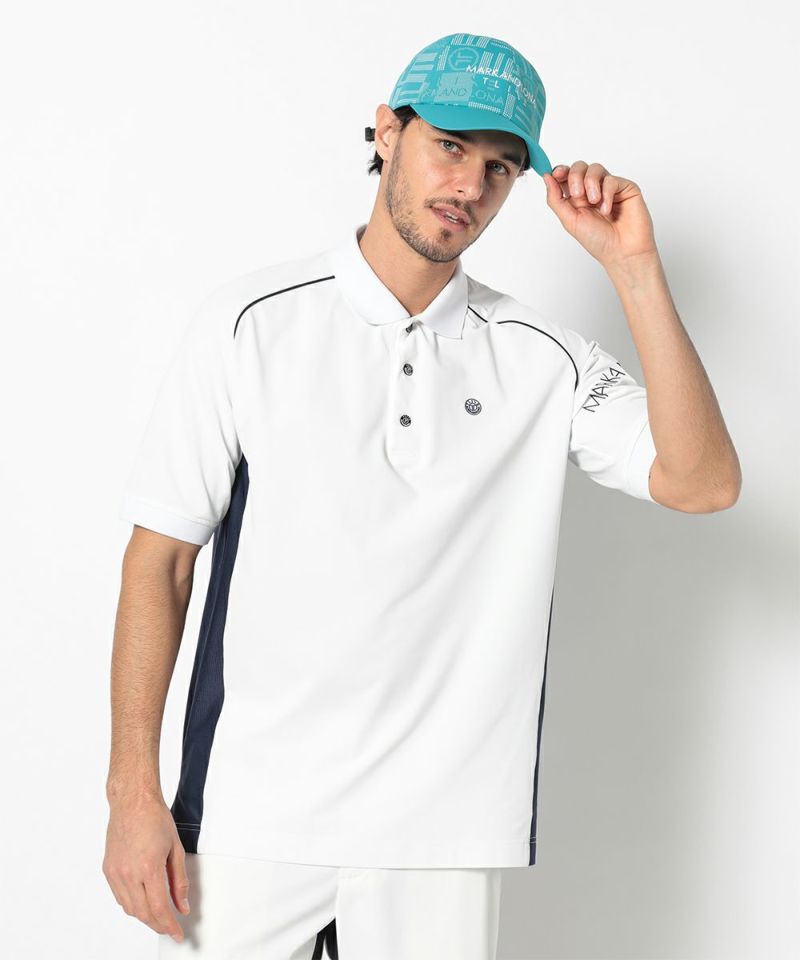 WHITE モデル:身長185cm,チェスト95cm,ウエスト75cm,ヒップ94cm,着用サイズM